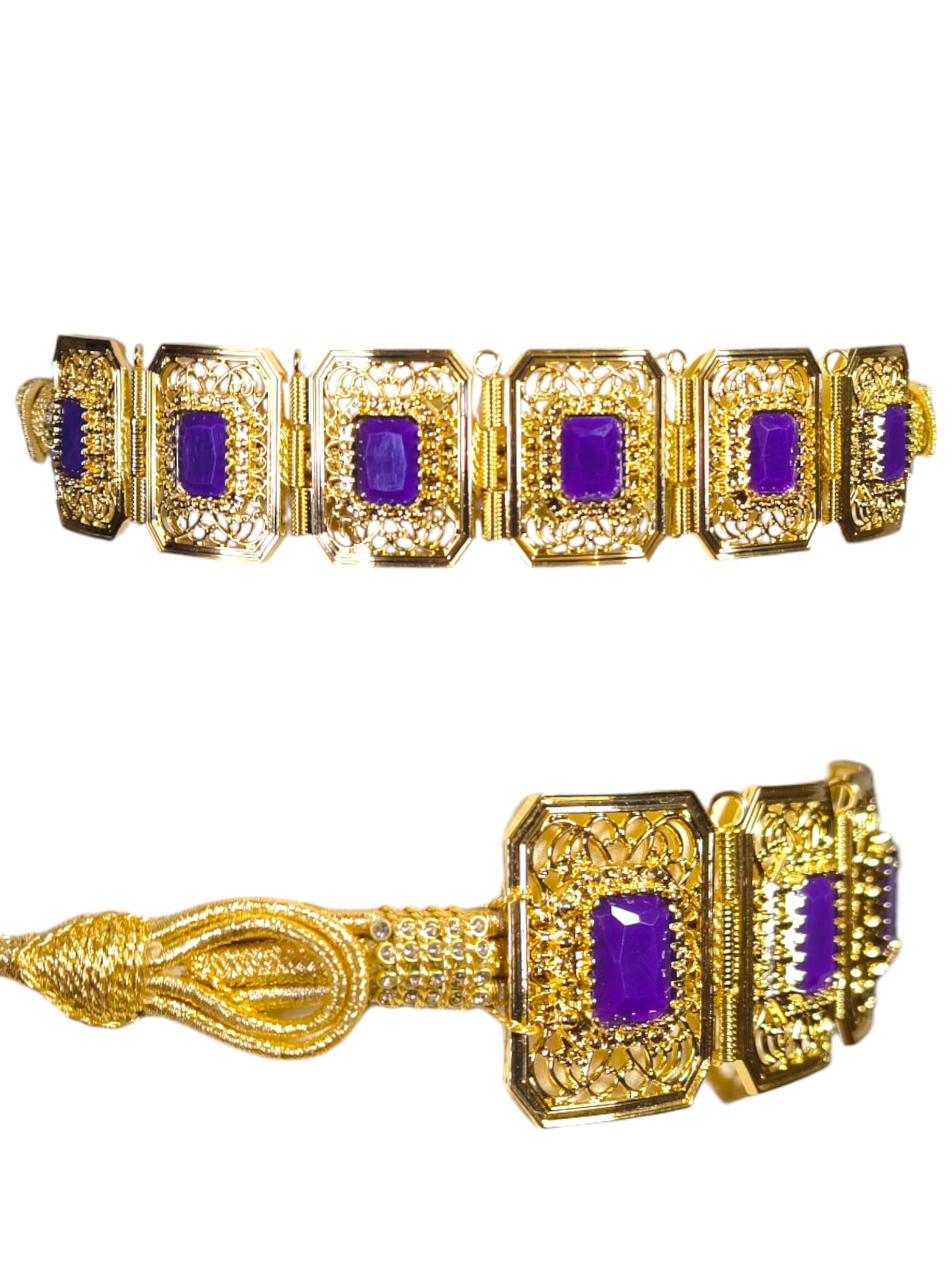 Z- Rectangular Belt in Purple, and Gold color